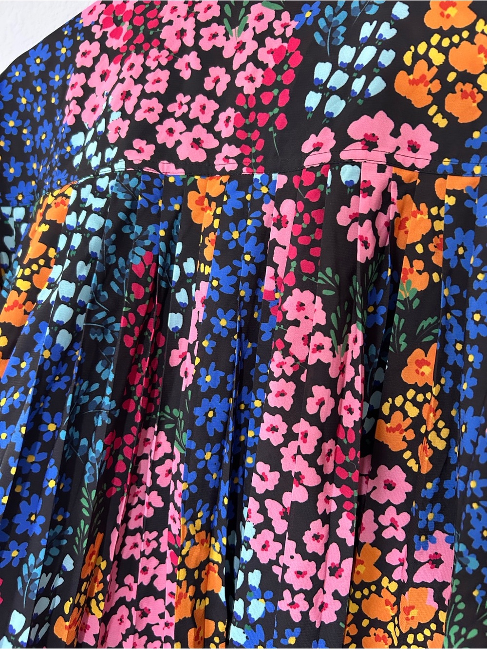 Johnny Was JADE Floral Blouse M eclectic Multicolor Pleated Boho Button Down Top - Picture 8 of 11